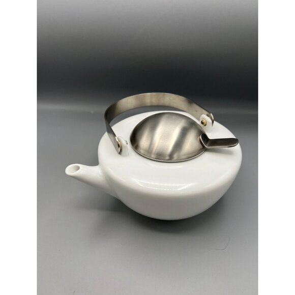 Zero Japan Zen Teapot Kettle 4 Cup White Porcelain Stainless Lid & Handle* - Picture 13 of 13